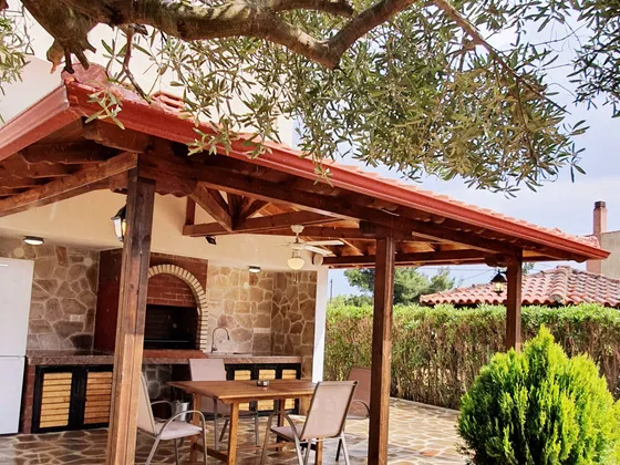 Pergola și grătarul sub măslin, în grădină